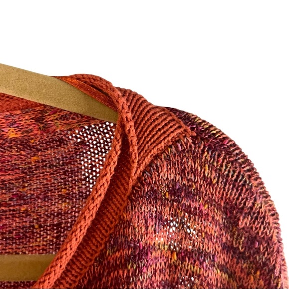 Free People Prism Space Dye Oversized Sweater Cotton Linen Blend Coral Hues Sz S - Picture 7 of 12